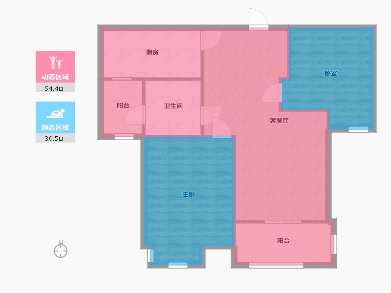 浙江省-杭州市-新南郡嘉苑-76.80-户型库-动静分区