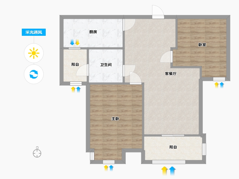 浙江省-杭州市-新南郡嘉苑-76.80-户型库-采光通风