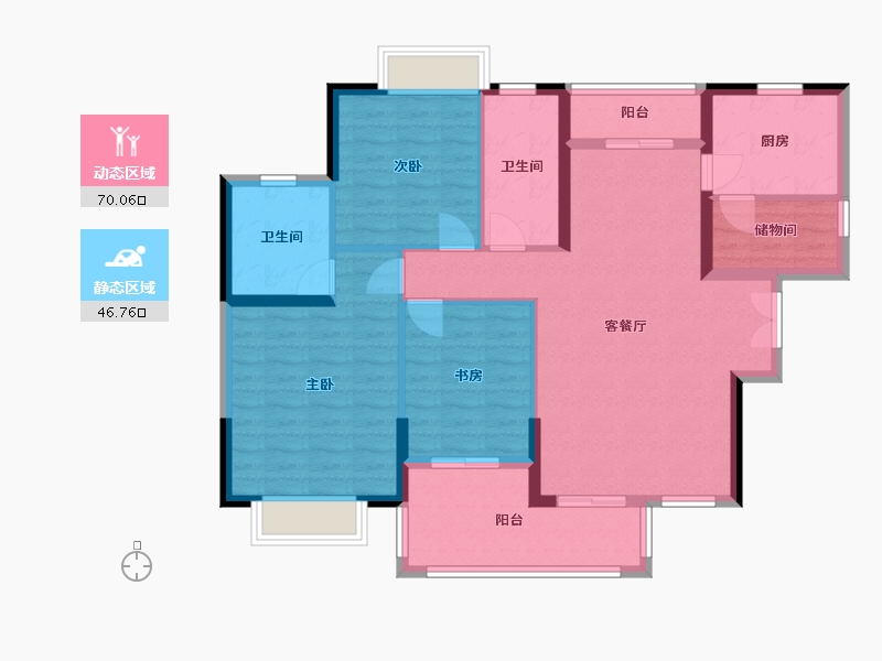 湖南省-长沙市-上海城-99.56-户型库-动静分区