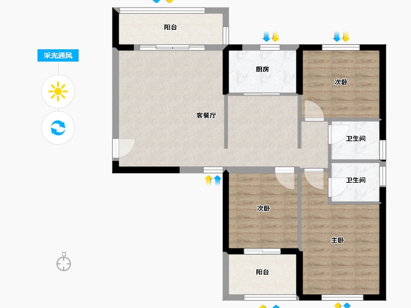 福建省-漳州市-下碑新村安置房-93.38-户型库-采光通风