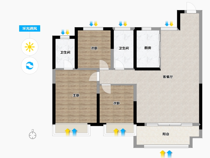 河南省-安阳市-建业天筑-101.68-户型库-采光通风