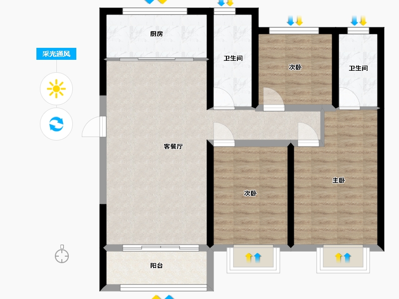 山东省-临沂市-卓新江来-99.60-户型库-采光通风