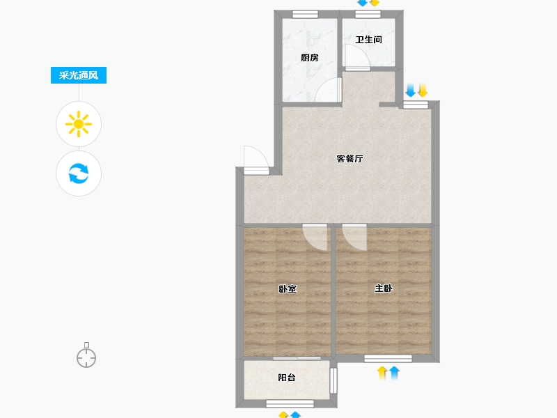 安徽省-合肥市-包河花园-C区-55.78-户型库-采光通风