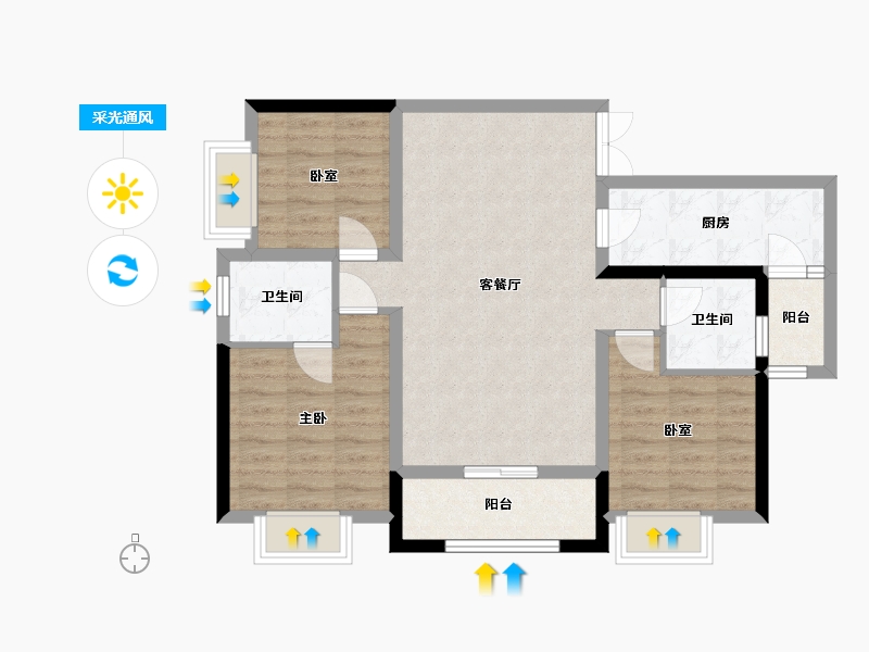 贵州省-贵阳市-云城中心-110.00-户型库-采光通风