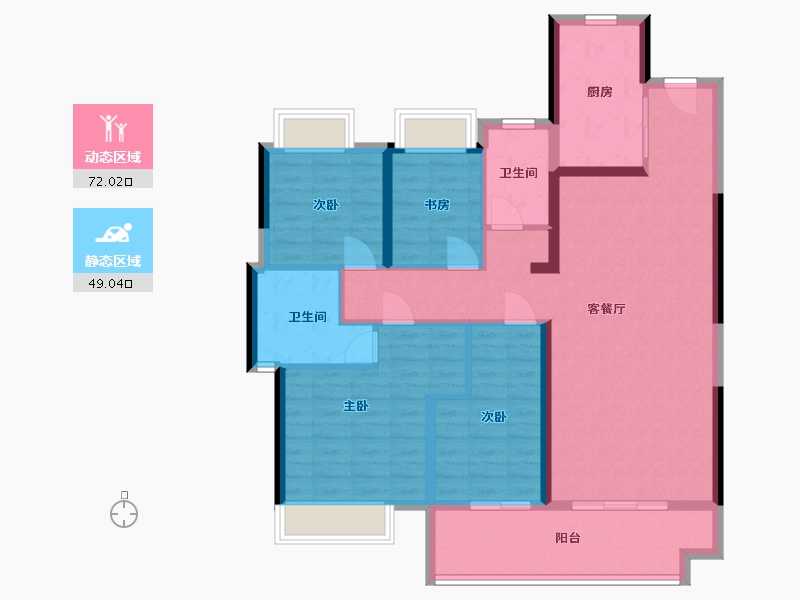 湖北省-黄冈市-润达美墅-114.13-户型库-动静分区