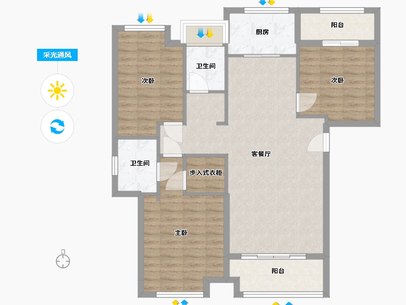 湖南省-怀化市-怀化华远万江府-95.20-户型库-采光通风