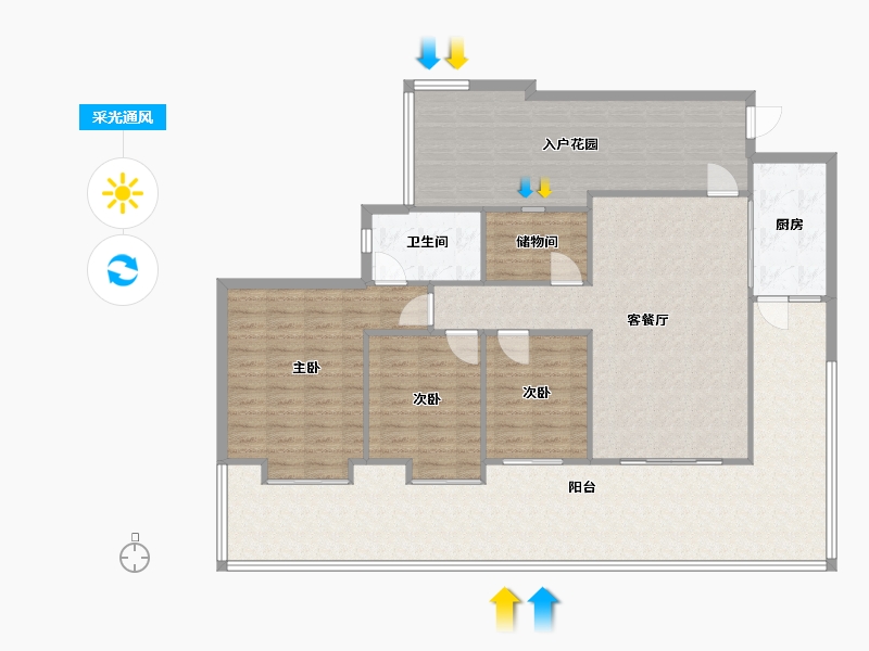 广东省-广州市-星河山海湾-83.20-户型库-采光通风