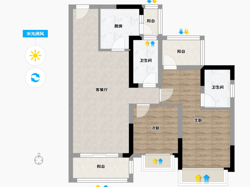 四川省-内江市-金科集美星辰-74.91-户型库-采光通风