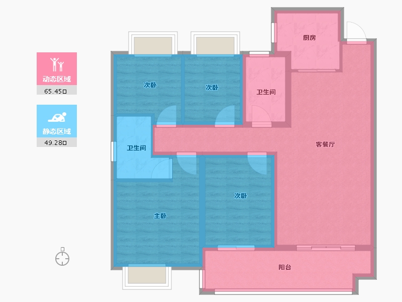 江苏省-盐城市-悦达悦棠湾-102.40-户型库-动静分区