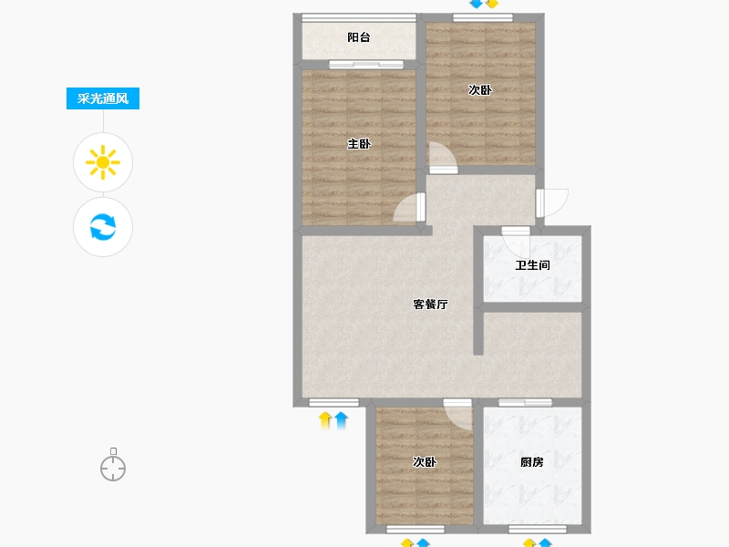 北京-北京市-湖南小区-72.80-户型库-采光通风