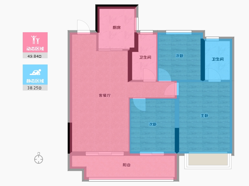 山东省-泰安市-新泰吾悦华府-88.00-户型库-动静分区