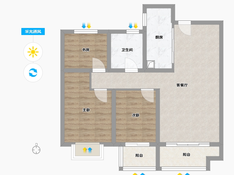 山东省-德州市-红磡龙著-110.00-户型库-采光通风