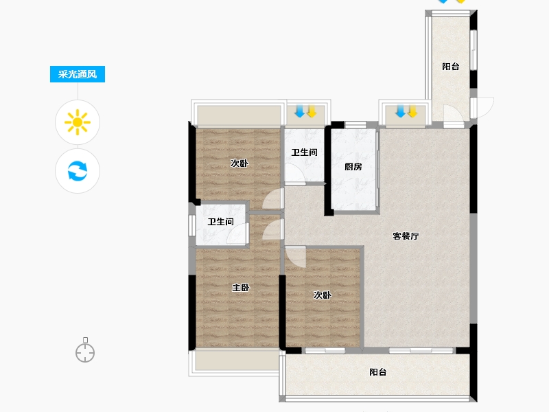 湖北省-孝感市-恒凯首府-101.60-户型库-采光通风