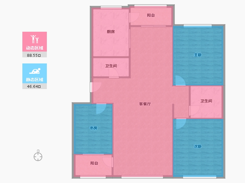 内蒙古自治区-呼和浩特市-呼和浩特市正泰家园-东区-140.00-户型库-动静分区