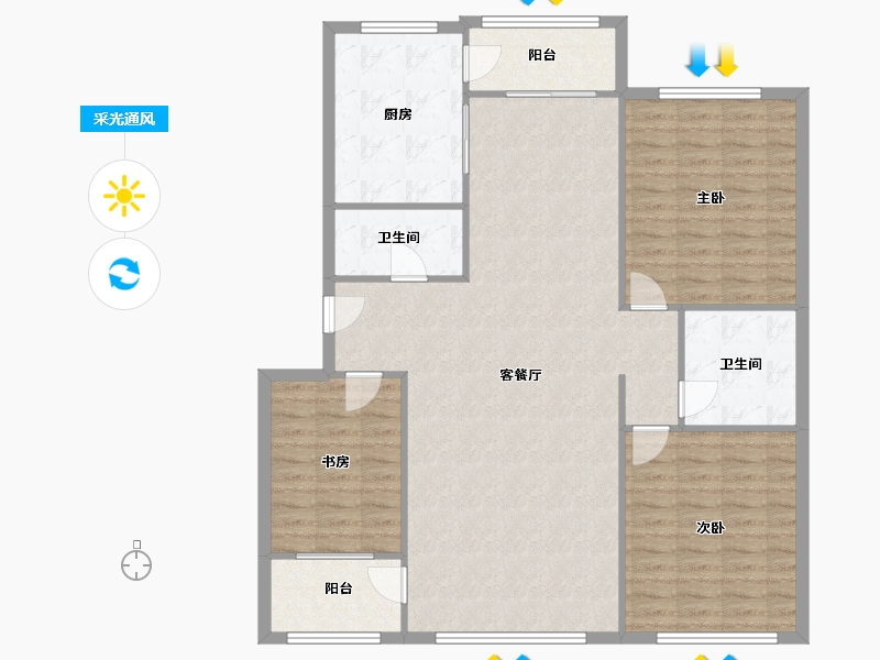 内蒙古自治区-呼和浩特市-呼和浩特市正泰家园-东区-140.00-户型库-采光通风