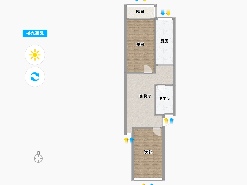 湖北省-武汉市-长发小康苑-66.30-户型库-采光通风