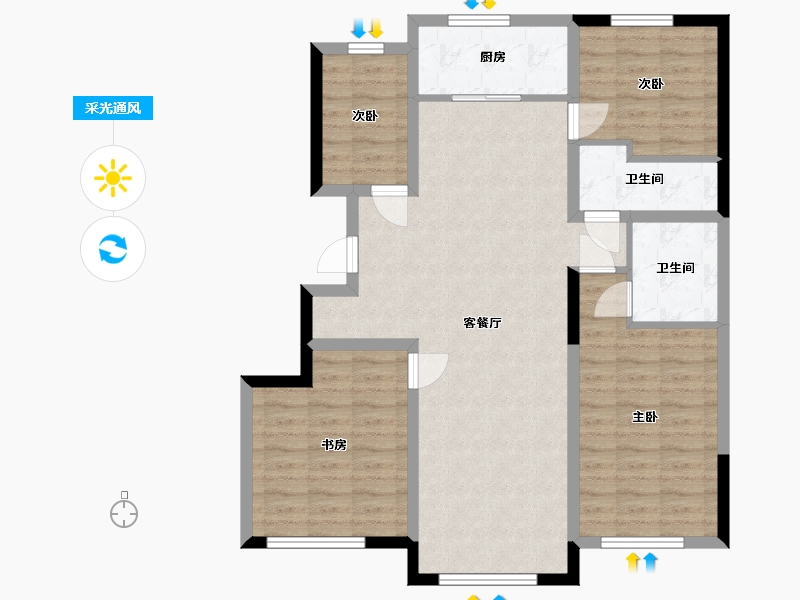 黑龙江省-大兴安岭地区-金科雅居-120.00-户型库-采光通风