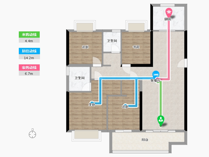 湖南省-长沙市-观澜府-112.00-户型库-动静线