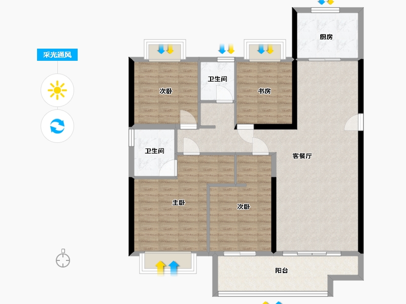 湖南省-长沙市-观澜府-112.00-户型库-采光通风