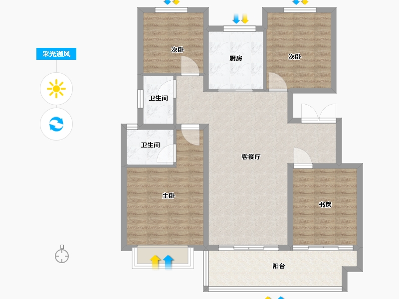 山东省-泰安市-三巽铂悦府-103.20-户型库-采光通风