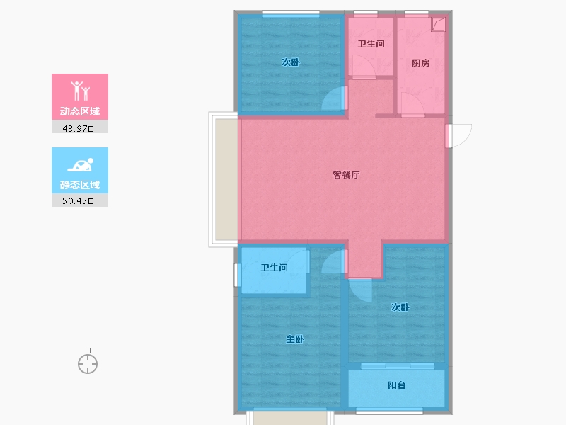 山东省-泰安市-鲁投铂悦青云-93.60-户型库-动静分区