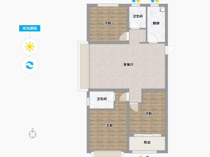 山东省-泰安市-鲁投铂悦青云-93.60-户型库-采光通风