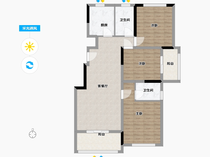 江苏省-镇江市-景泉印象馨苑安置房二期-98.64-户型库-采光通风