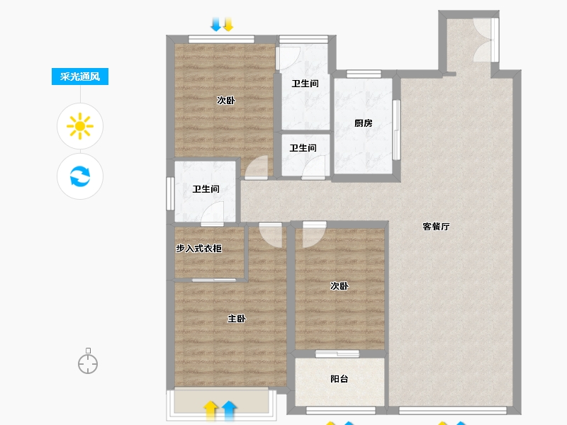 浙江省-绍兴市-祥生棠樾-110.50-户型库-采光通风