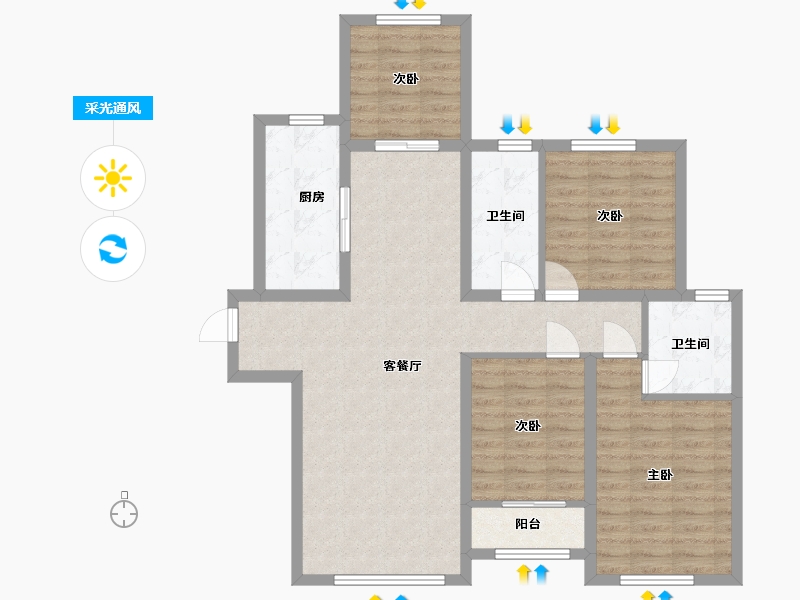 山东省-济南市-融创文旅城古榆台-118.40-户型库-采光通风