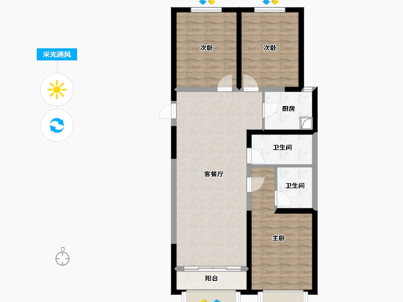 山西省-太原市-中泛金樾府-103.00-户型库-采光通风