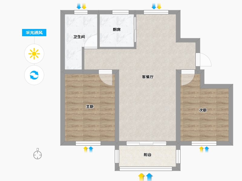 河北省-张家口市-凤凰城-75.20-户型库-采光通风