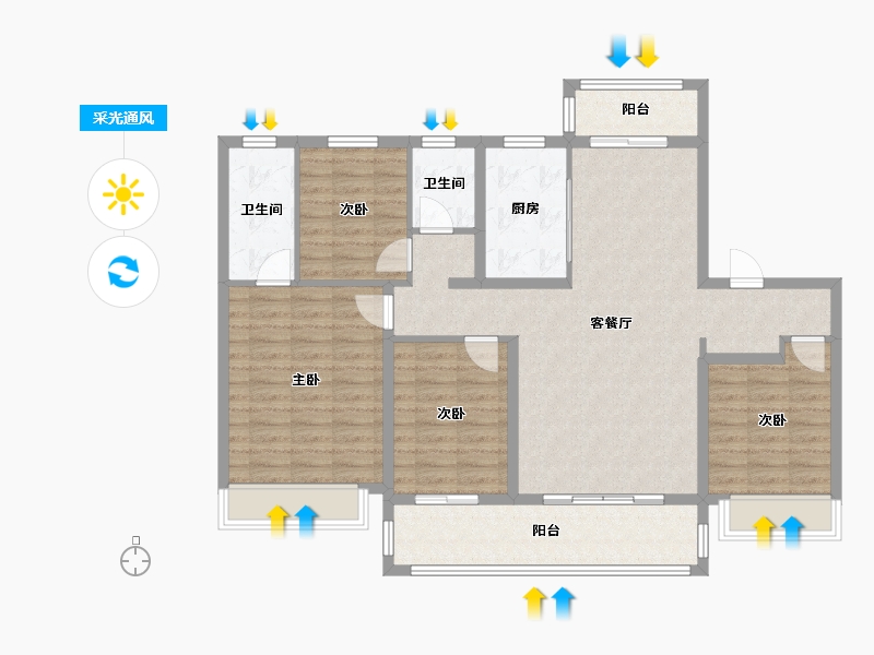 江苏省-苏州市-前山澜庭D区-115.00-户型库-采光通风