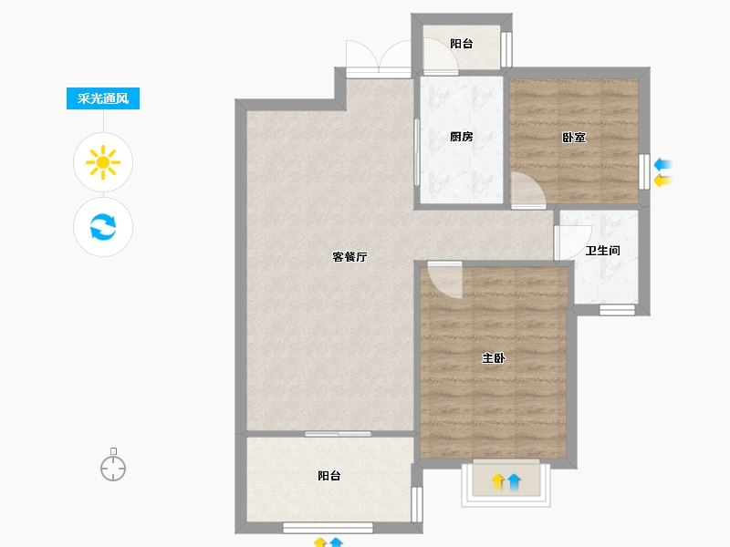 四川省-成都市-天府长城柏南郡-73.18-户型库-采光通风