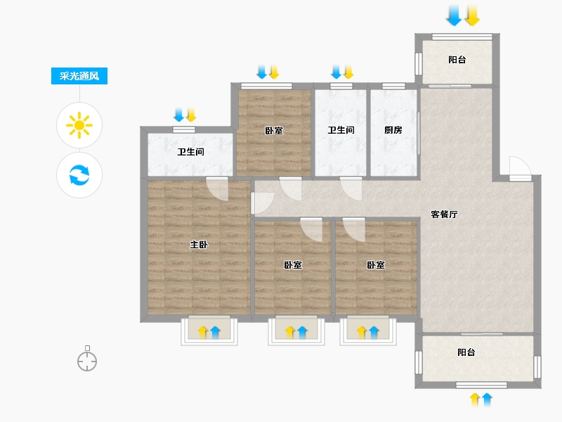 湖南省-长沙市-中建芙蓉嘉苑-110.00-户型库-采光通风