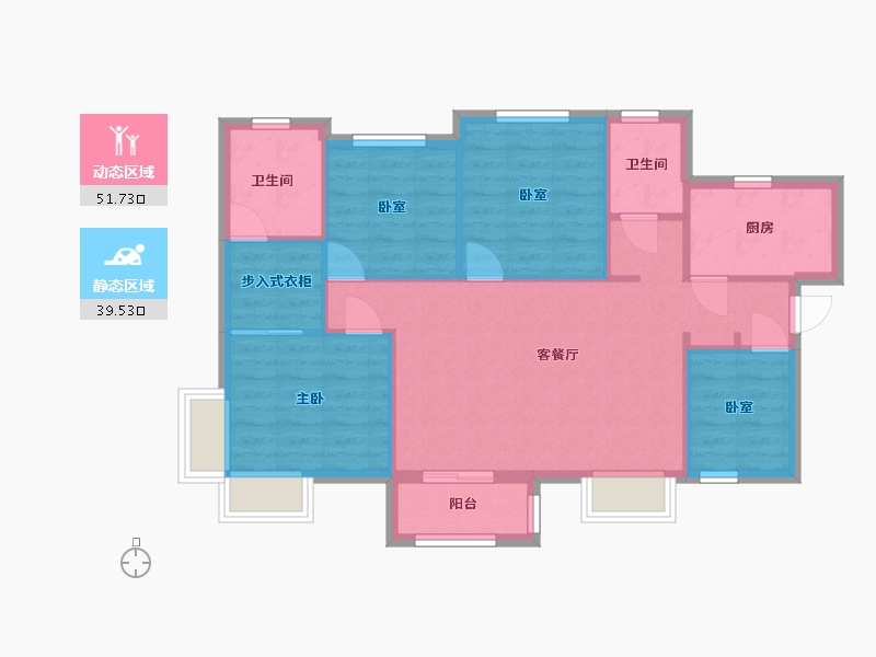 陕西省-西安市-利君未来城东区-94.35-户型库-动静分区