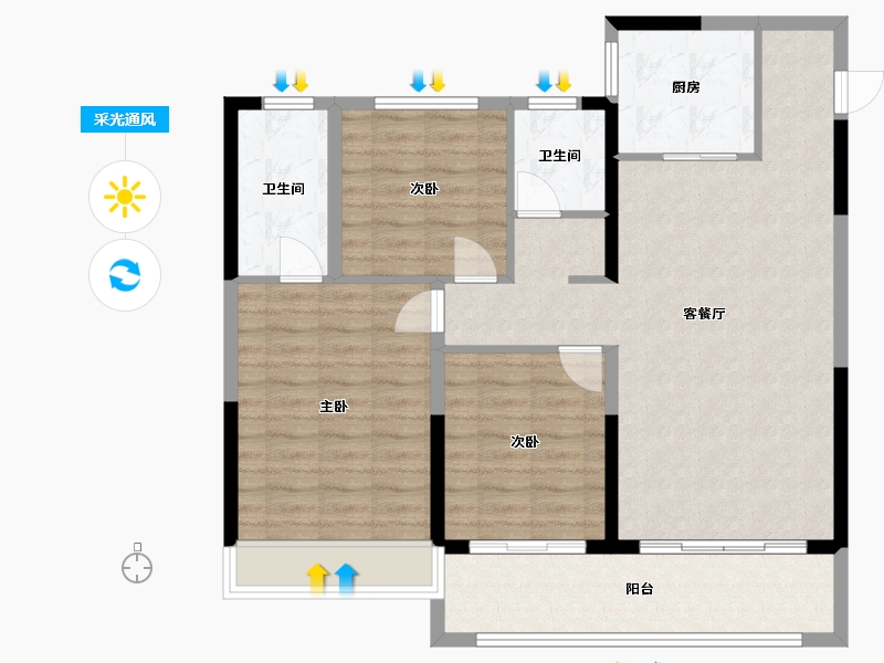 江苏省-淮安市-春风南岸-99.20-户型库-采光通风