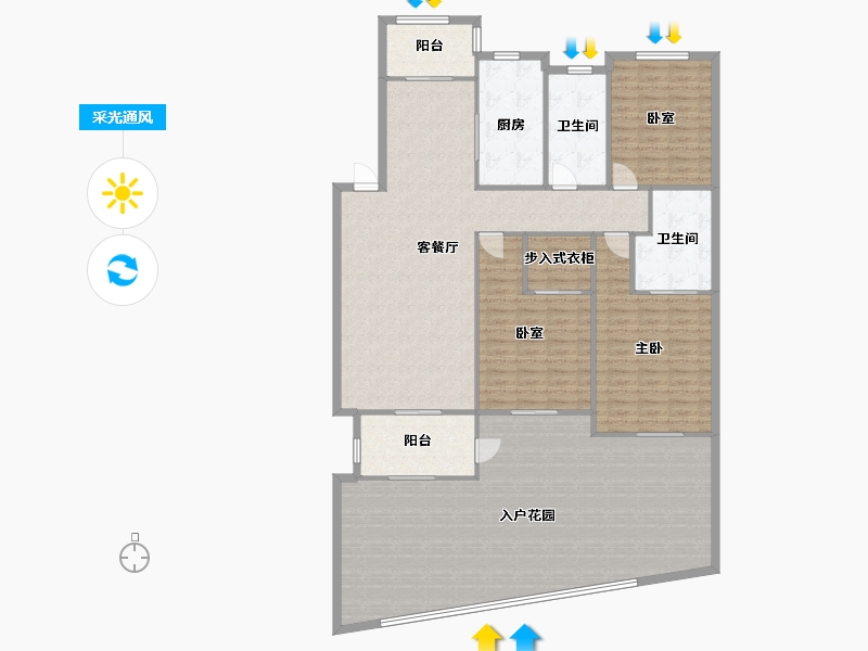 浙江省-杭州市-翡翠城-128.00-户型库-采光通风