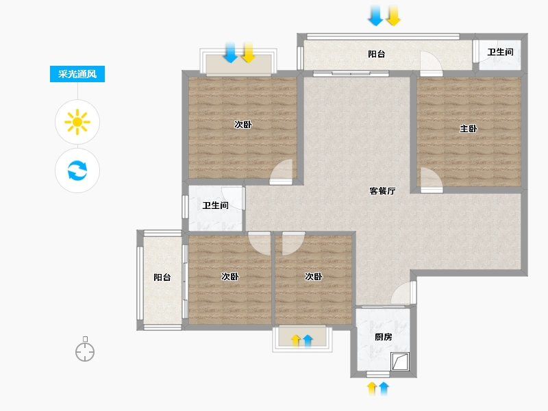 广西壮族自治区-南宁市-柳沙新天地-133.30-户型库-采光通风