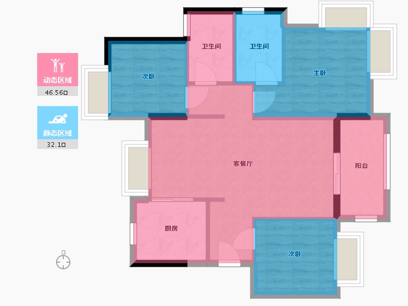 广东省-广州市-俪都府-70.40-户型库-动静分区