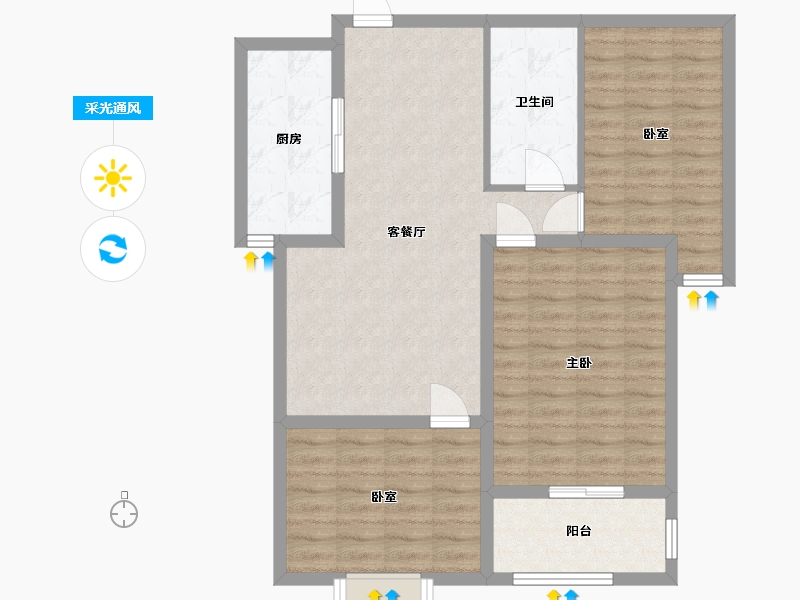 河北省-邯郸市-翠湖西三期-86.99-户型库-采光通风