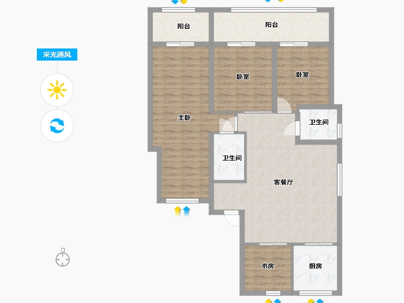 湖北省-荆州市-楚天都市·御湖一品-150.00-户型库-采光通风