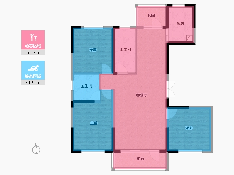 黑龙江省-鹤岗市-天水新城-96.00-户型库-动静分区