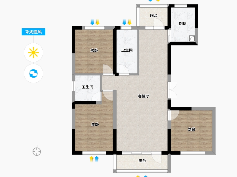 黑龙江省-鹤岗市-天水新城-96.00-户型库-采光通风