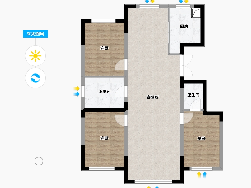 黑龙江省-哈尔滨市-水韵华府-92.00-户型库-采光通风