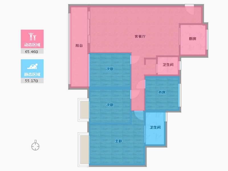 湖北省-襄阳市-东泰壹号院-113.60-户型库-动静分区