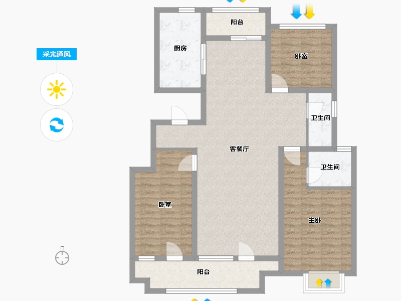 山东省-潍坊市-众成新华生活城-103.42-户型库-采光通风