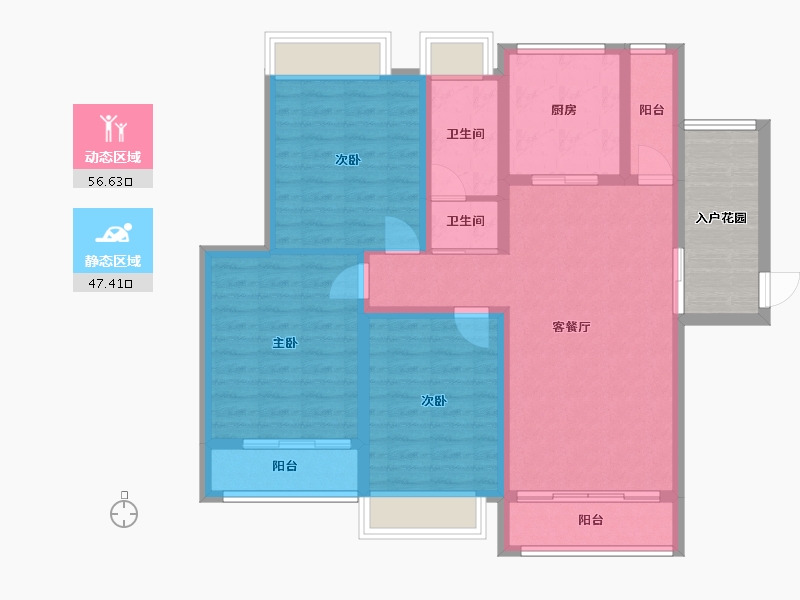 江苏省-南通市-证大清华园-100.80-户型库-动静分区