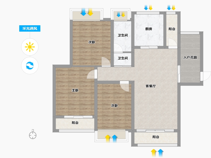 江苏省-南通市-证大清华园-100.80-户型库-采光通风