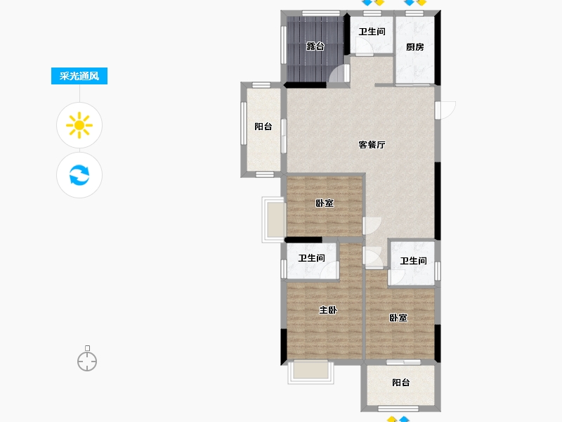 贵州省-毕节市-公园1号-103.60-户型库-采光通风