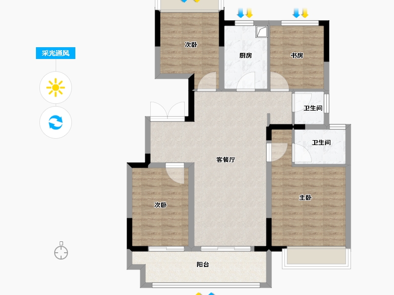 江苏省-连云港市-红星星都荟-97.00-户型库-采光通风